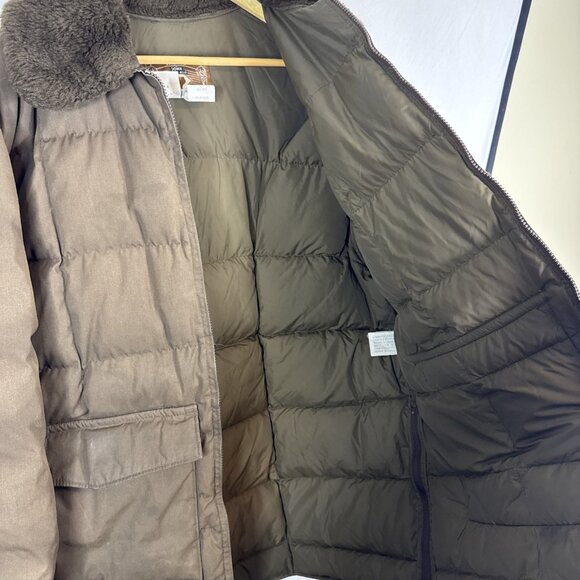 Vintage Walls Down Western Wear Brown Puffer Jacket Faux Fur Collar XL - Picture 4 of 8